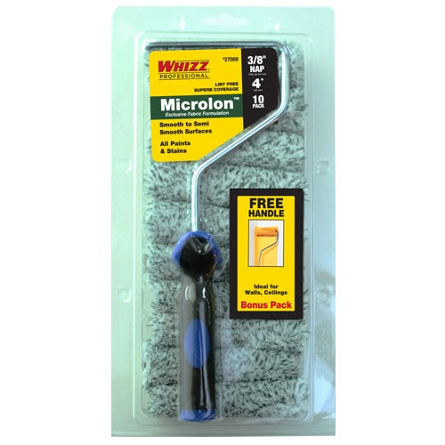 Whizz Microlon Mini Rollers 4" x 3/8" 10 Pack with Free Handle